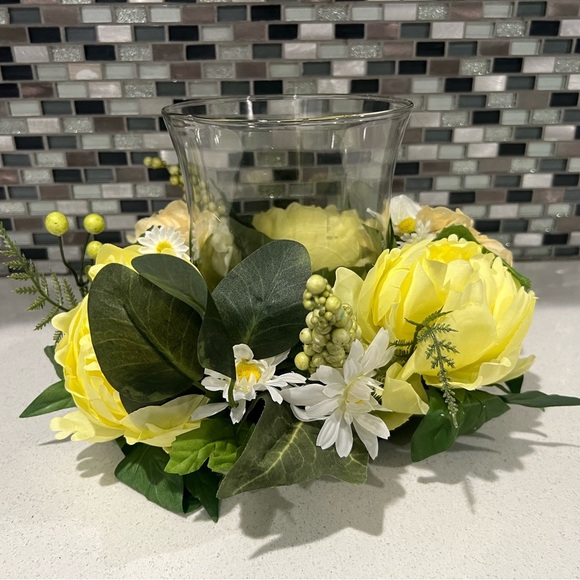 Vibrant Yellow and Green Floral Vase Accent - Picture 9 of 12